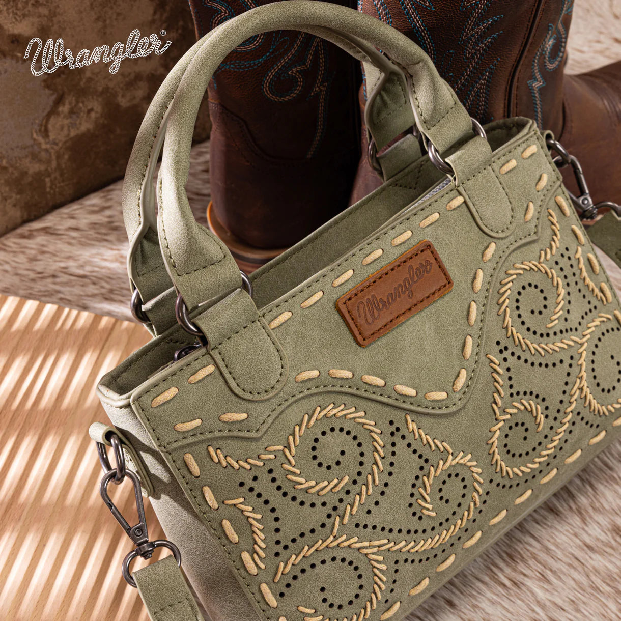 Wrangler Embroidered Swirl Mini Satchel/ Crossbody
