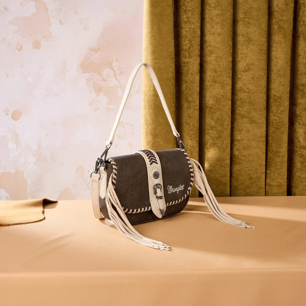 Wrangler Braided Tassel Saddle Crossbody Bag