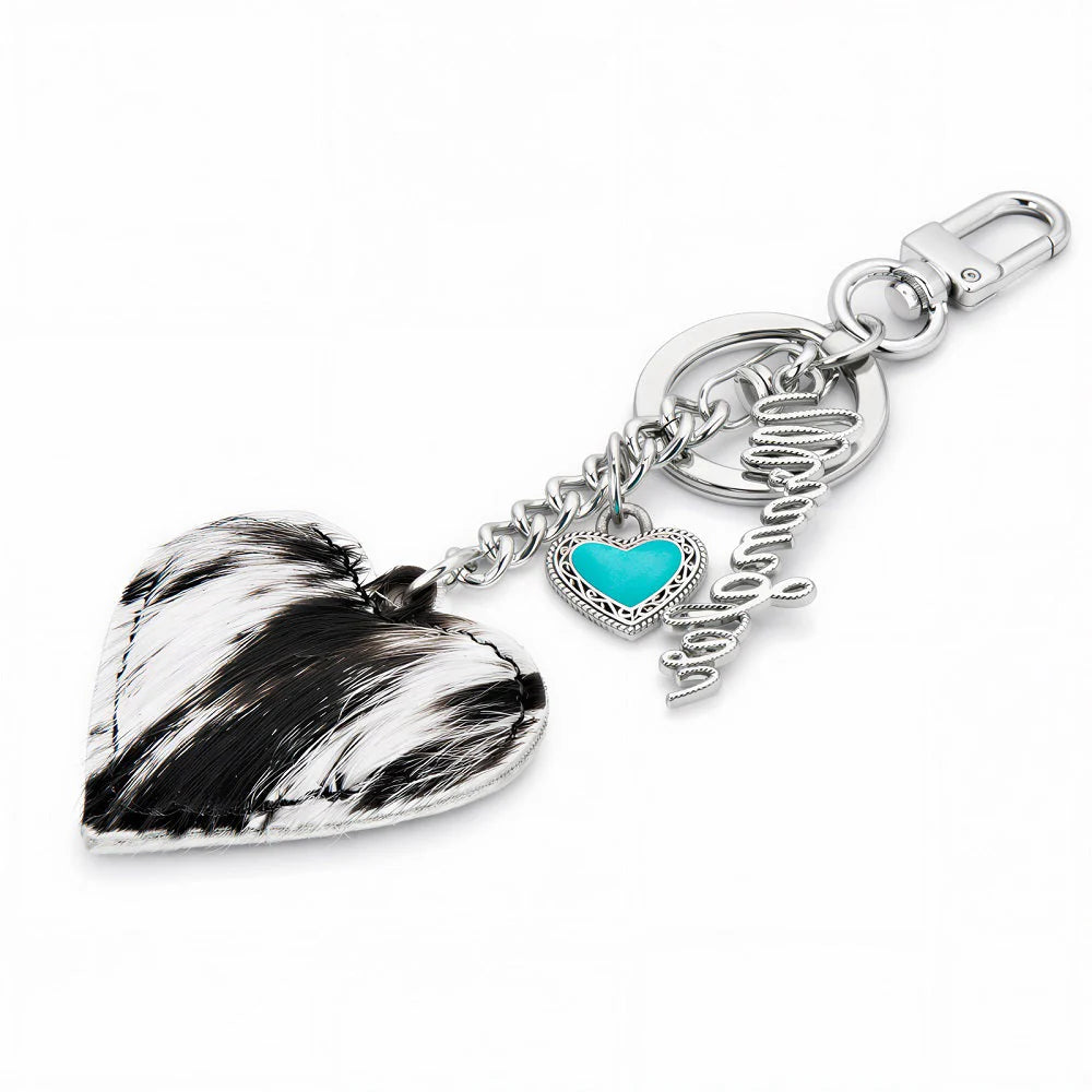 Wrangler Cowhide Heart Bag Charm