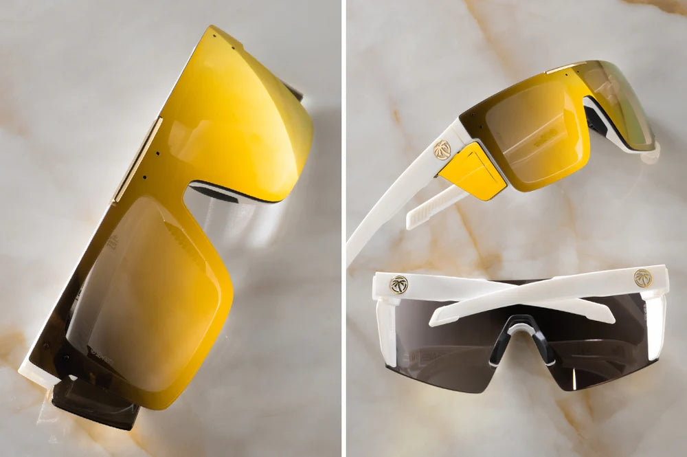 Heatwave Performance Quatro Sunglasses: GLOSS WHITE Gold Lens Z87+