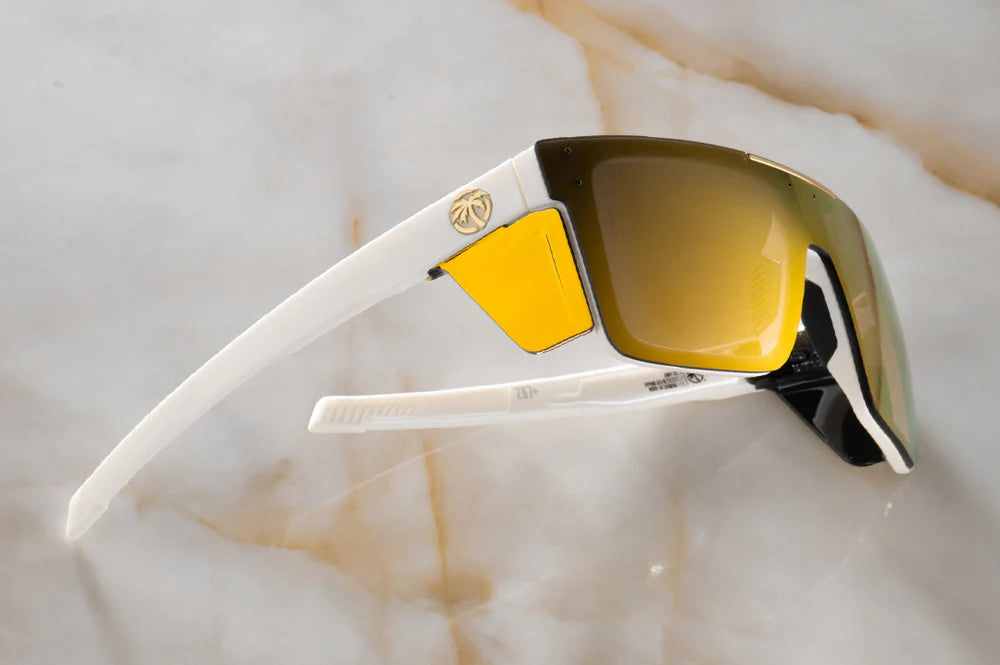 Heatwave Performance Quatro Sunglasses: GLOSS WHITE Gold Lens Z87+
