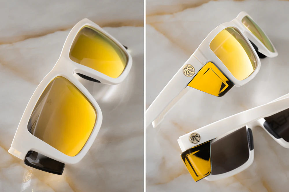 HeatWave Performance Vise Sunglasses: GLOSS WHITE Gold Lens Z87+
