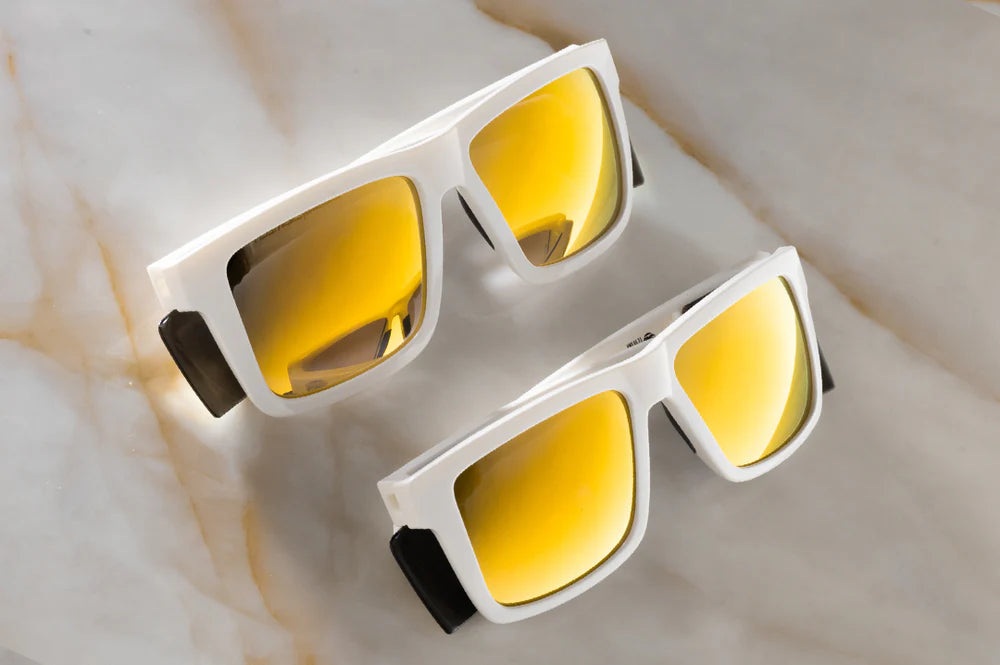 HeatWave Performance Vise Sunglasses: GLOSS WHITE Gold Lens Z87+