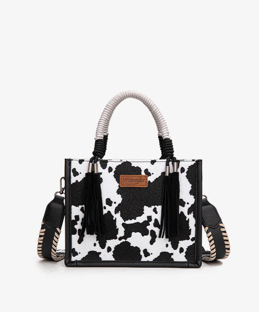 Wrangler Cow Print Rope Handle Tote Bag