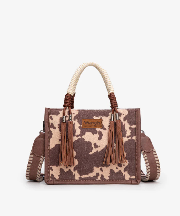 Wrangler Cow Print Rope Handle Tote Bag