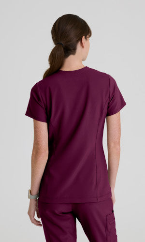 Sky 2-Pocket Banded Notched Neck Top