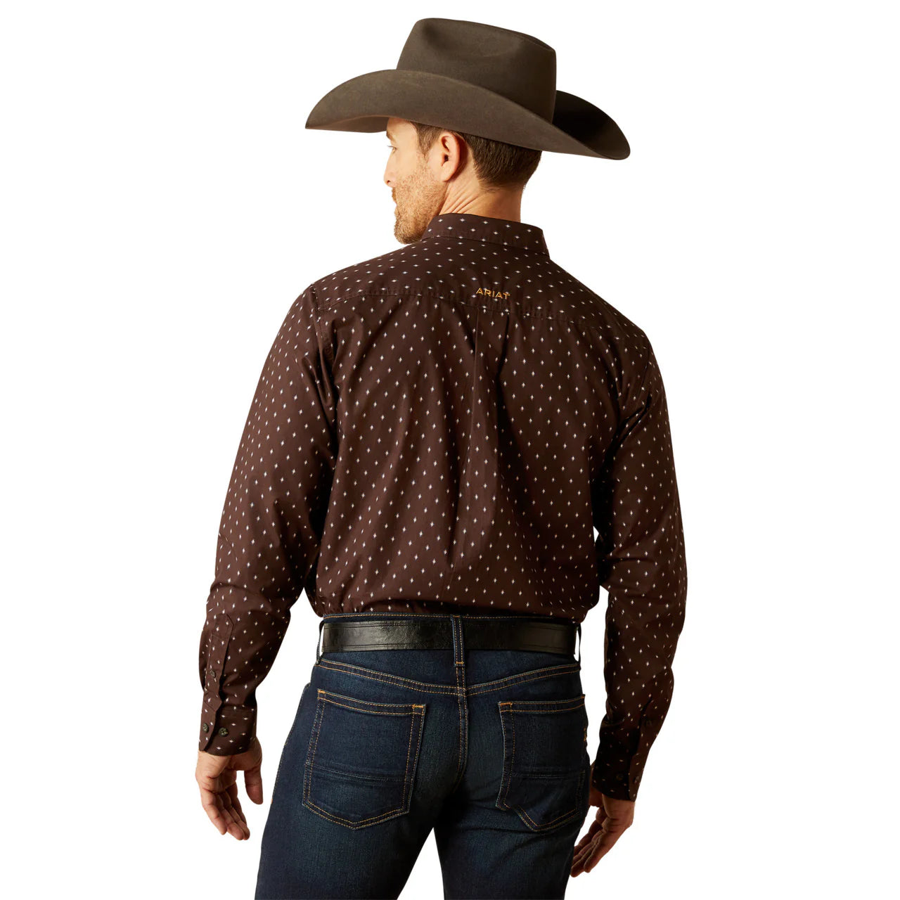 Ariat Men's Fitted Chance LS SHRT Brown