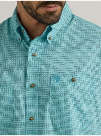Wrangler Men's George Strait Long Sleeve Button Down Turquoise Shirt