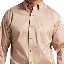 Ariat Solid Twill Clssc Khaki LS SHRT