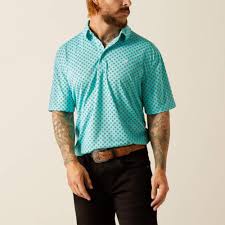 **FINAL SALE**Ariat All Over Aruba Blue SS Polo