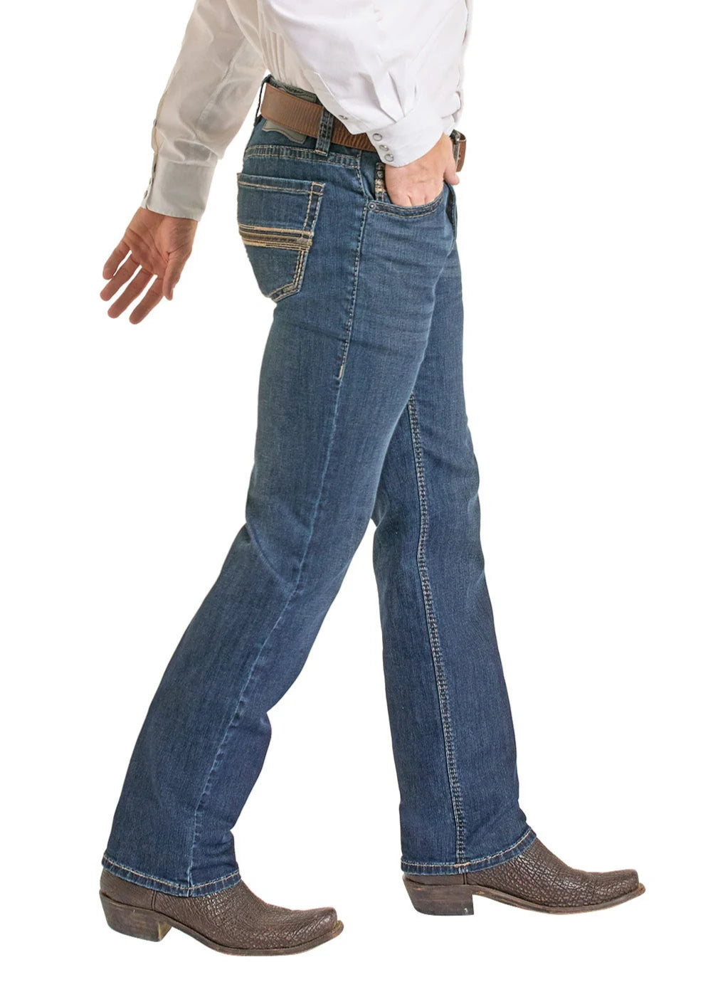 Rock&Roll Embroidered Pocket Straight Leg Jeans