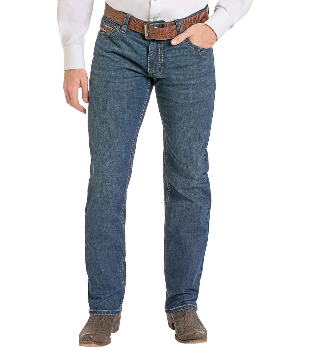 Rock&Roll Embroidered Pocket Straight Leg Jeans
