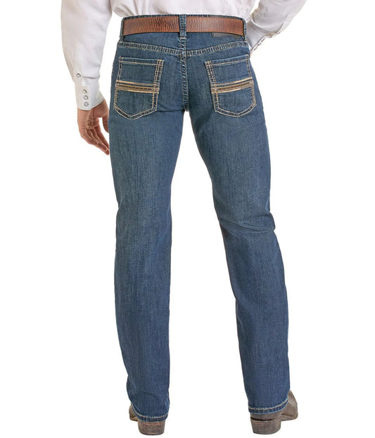Rock&Roll Embroidered Pocket Straight Leg Jeans