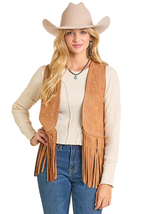 Women's Rock&Roll Fringe Studded Vest