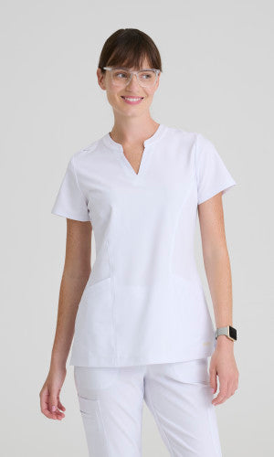 Sky 2-Pocket Banded Notched Neck Top