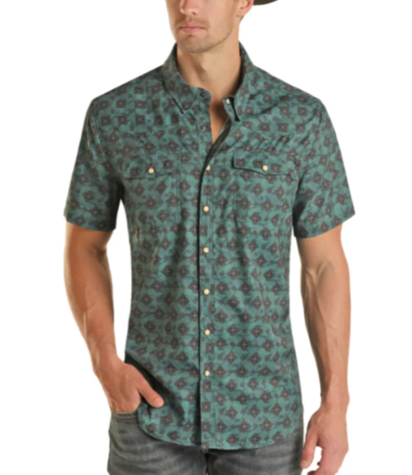 Rock&Roll Medallion Ripstop SS Snap - Teal