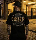 Sullen Art Collective True Artist Pin Up Tattoo Men's Premium Tee NEVER DEFEATED