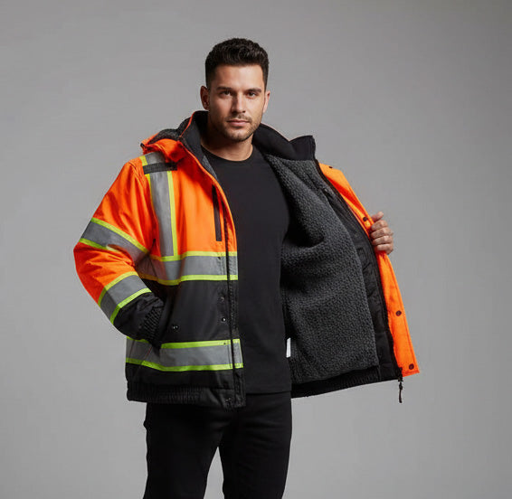 Waterproof Safety Jackets with Sherpa Linnig