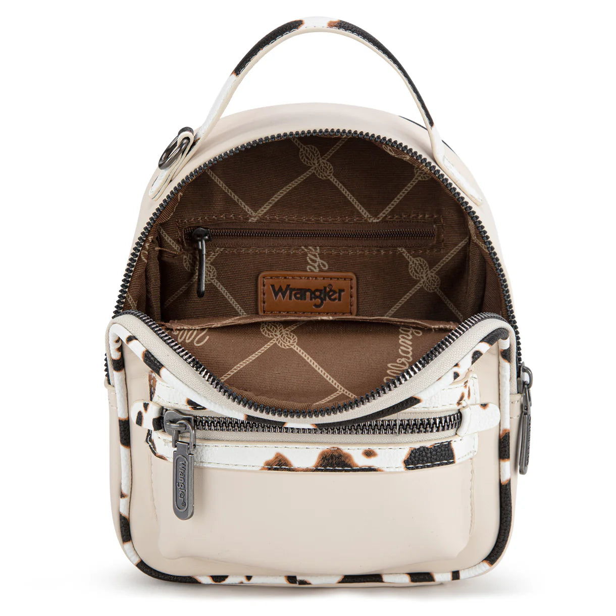 Wrangler Cow Print Trimmed Mini Backpack With Coin Pouch