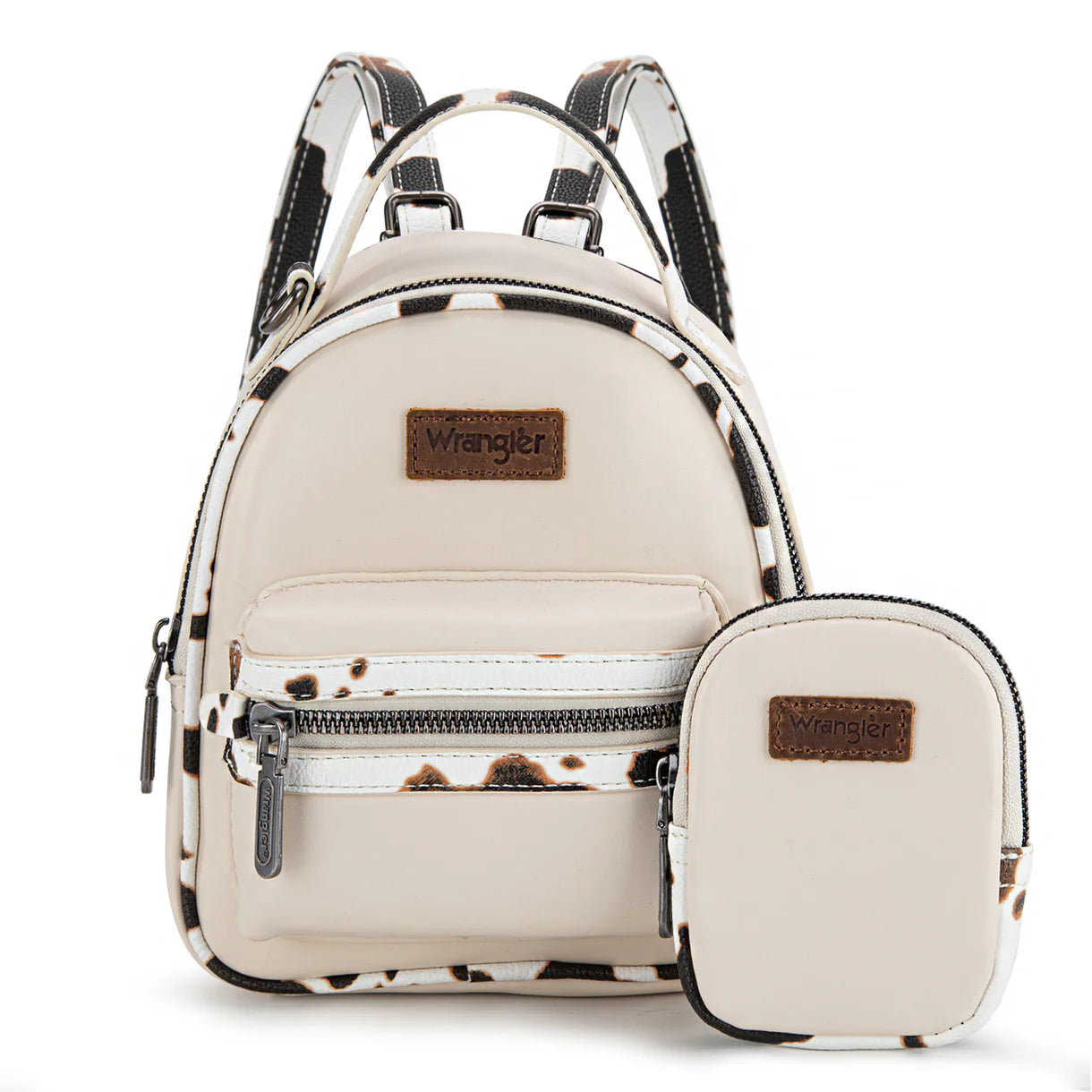 Wrangler Cow Print Trimmed Mini Backpack With Coin Pouch